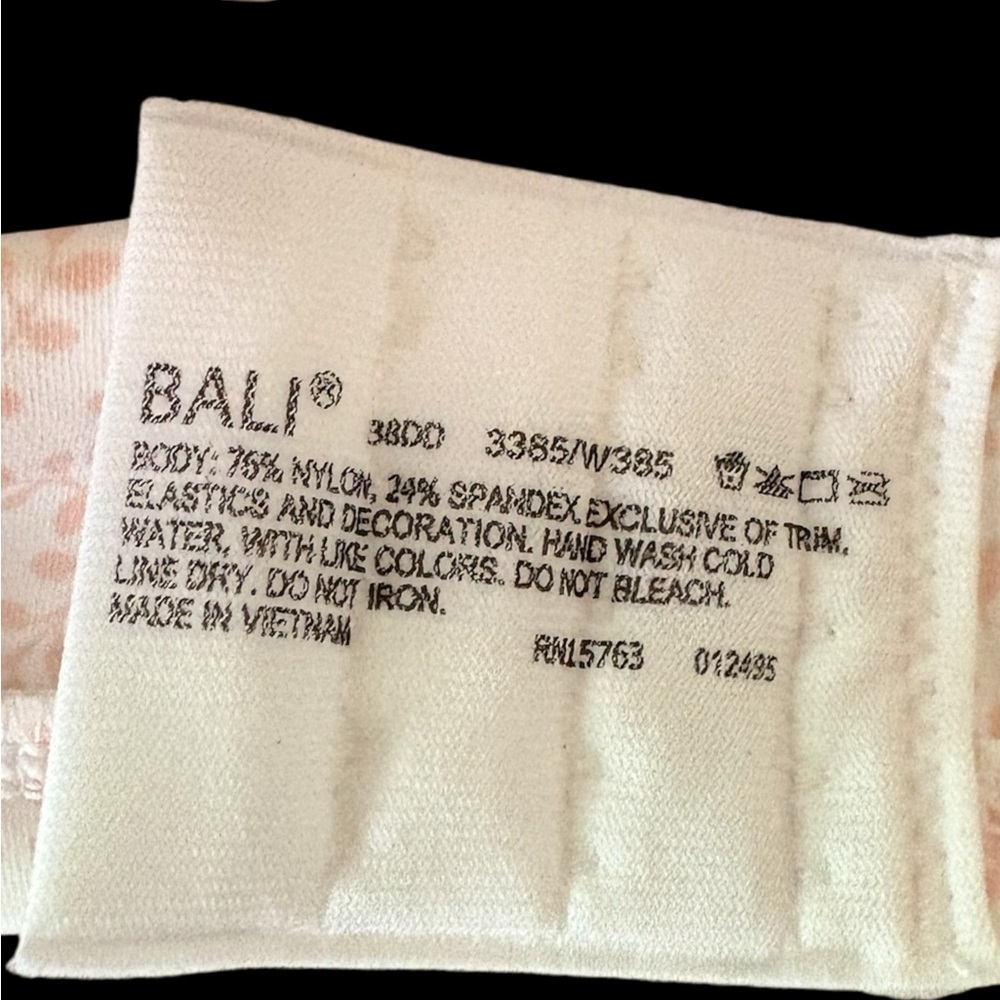 Bali-NWT 38DD minimizer bra. Pretty white/pink, underwire, comfort straps. New! - Picture 8 of 10